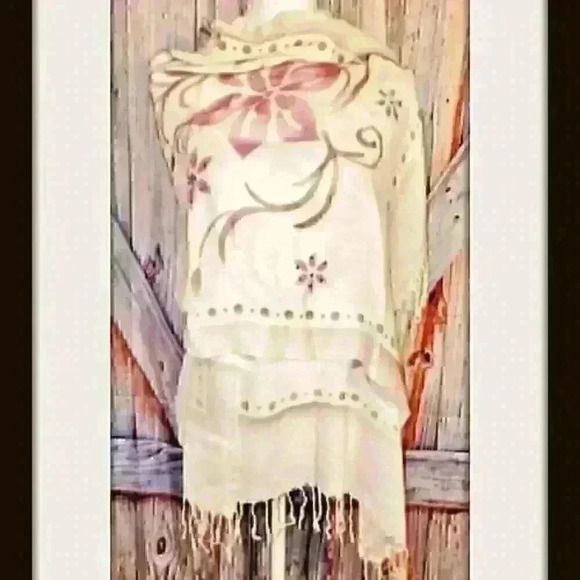 CASHMERE Scarf SWAT by S.T.S. IVORY SILK Printed Hijab Head Cover Shoulders Wrap - Picture 4 of 10